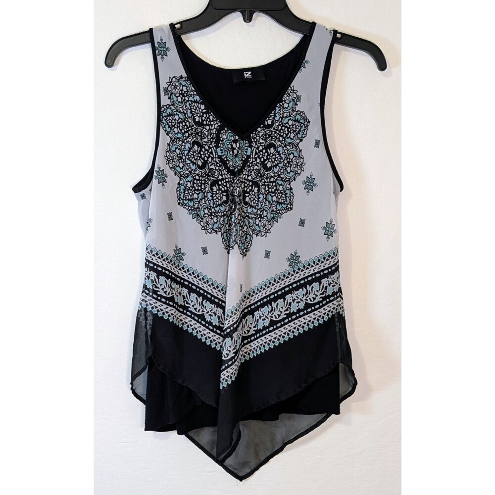 IZ Byer Paisley Bandana Hanky Hem Tank Top Medium Lined V Neck Cami